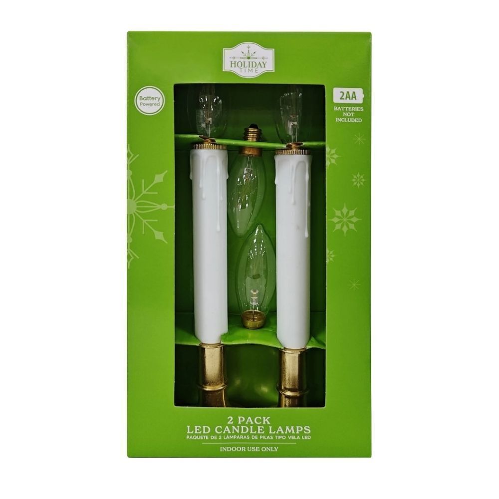 Battery-Operated LED Flameless Christmas Candle with Gold Base, 2 Count, Holiday